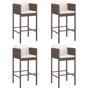 vidaXL 4x Bar Stools with Cushions Brown Poly Rattan Outdoor Lounge Set Chair vidaXL 4x Bar Stools with Cushions Brown Poly Rattan Outdoor Lounge Set Chair