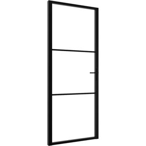 vidaXL Black Interior Door ESG Glass Aluminium - 83x201.5 cm vidaXL Black Interior Door ESG Glass Aluminium - 83x201.5 cm