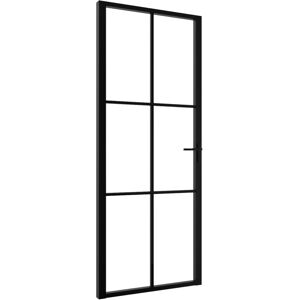 vidaXL Interior Door Barn Door Sliding Door ESG Glass Aluminium Black vidaXL Interior Door Barn Door Sliding Door ESG Glass Aluminium Black