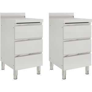 vidaXL Kitchen Cabinet Stainless Steel - 3 Drawers - Kitchen Cabinet vidaXL Kitchen Cabinet Stainless Steel - 3 Drawers - Kitchen Cabinet