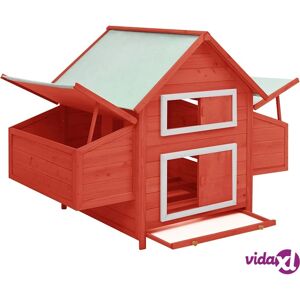 vidaXL Solid Firwood Chicken Coop Red and White - Chicken Coop vidaXL Solid Firwood Chicken Coop Red and White - Chicken Coop
