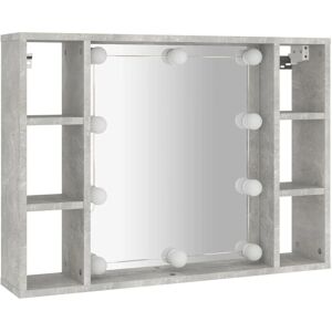 vidaXL Mirror Cabinet with LED Concrete Grey - Bathroom Storage vidaXL Mirror Cabinet with LED Concrete Grey - Bathroom Storage