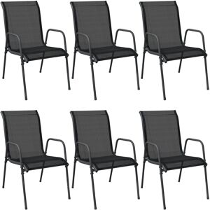 vidaXL 6x Gartenstühle Stahl und Textilene Schwarz - Gartenstühle vidaXL 6x Gartenstühle Stahl und Textilene Schwarz - Gartenstühle