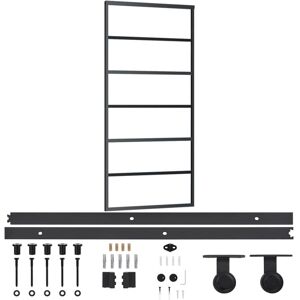 vidaXL Schuifdeur 90x205 cm ESG Glas Aluminium - Schuifdeur vidaXL Schuifdeur 90x205 cm ESG Glas Aluminium - Schuifdeur