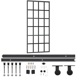 vidaXL Schuifdeur met beslag ESG Glas & Aluminium 90x205 cm - Schuifdeur vidaXL Schuifdeur met beslag ESG Glas & Aluminium 90x205 cm - Schuifdeur