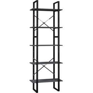vidaXL Pinewood 5-Tier Book Cabinet Grey Home Bookcase Bookshelf Storage Rack - Bookcase vidaXL Pinewood 5-Tier Book Cabinet Grey Home Bookcase Bookshelf Storage Rack - Bookcase