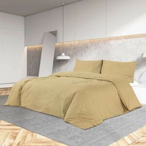 vidaXL Taupe Microfibre Beddengoed Set - 200x200 + 80x80 cm - Beddengoed vidaXL Taupe Microfibre Beddengoed Set - 200x200 + 80x80 cm - Beddengoed