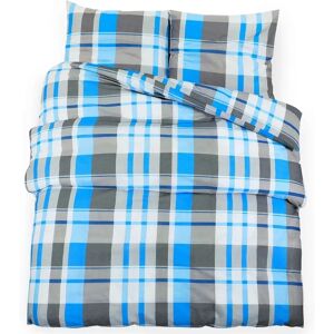 vidaXL Blue and Grey Cotton Duvet Cover Set - Bedding Set vidaXL Blue and Grey Cotton Duvet Cover Set - Bedding Set