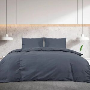 vidaXL 140x200 cm + 60x70 cm Anthracite Cotton Bedding Set - Bedding Set vidaXL 140x200 cm + 60x70 cm Anthracite Cotton Bedding Set - Bedding Set