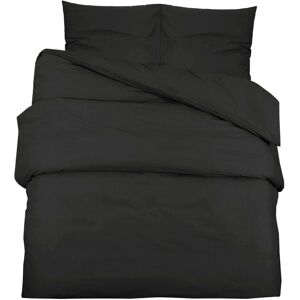 Ensemble de housses de duvet en coton noir vidaXL - Taille standard - Publicité Ensemble de housses de duvet en coton noir vidaXL - Taille standard - Publicité