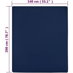 vidaXL 140x200 cm Jersey Fitted Sheet Navy Blue Set - Fitted Sheet vidaXL 140x200 cm Jersey Fitted Sheet Navy Blue Set - Fitted Sheet