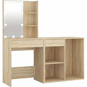 vidaXL Sonoma Oak LED Dressing Table with Cabinet - Furniture vidaXL Sonoma Oak LED Dressing Table with Cabinet - Furniture
