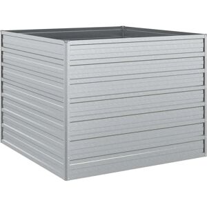 vidaXL Garden Raised Bed 100x100x77 cm Galvanized Steel Silver - Garden Raised Bed vidaXL Garden Raised Bed 100x100x77 cm Galvanized Steel Silver - Garden Raised Bed