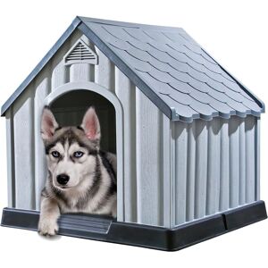 vidaXL Dog House Grey 92x87x91 cm Plastic - Dog House vidaXL Dog House Grey 92x87x91 cm Plastic - Dog House