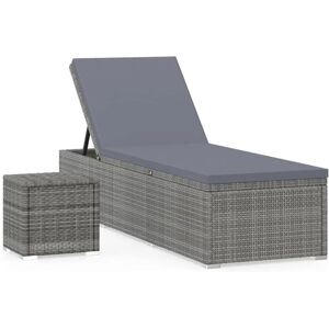 vidaXL Sun Lounger with Cushion and Tea Table - Sun Lounger vidaXL Sun Lounger with Cushion and Tea Table - Sun Lounger