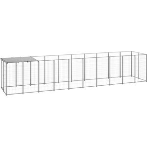 vidaXL Dog Kennel Silver Steel 6.05 m² Outdoor Cage vidaXL Dog Kennel Silver Steel 6.05 m² Outdoor Cage