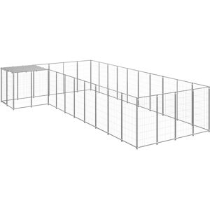 vidaXL Dog Kennel Silver Steel 13.31 m² - Outdoor Dog Enclosure vidaXL Dog Kennel Silver Steel 13.31 m² - Outdoor Dog Enclosure