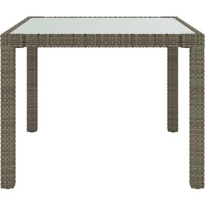 vidaXL Garden Table 90x90x75 cm Glass Poly Rattan Grey vidaXL Garden Table 90x90x75 cm Glass Poly Rattan Grey