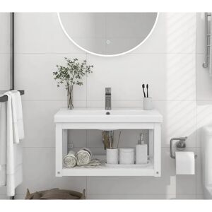 vidaXL Wall-mounted Bathroom Washbasin Frame White 59x38x31 cm Iron vidaXL Wall-mounted Bathroom Washbasin Frame White 59x38x31 cm Iron