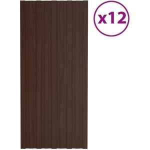 vidaXL 12x Paneles de Tejado Acero Galvanizado Marrón - Paneles de Tejado vidaXL 12x Paneles de Tejado Acero Galvanizado Marrón - Paneles de Tejado