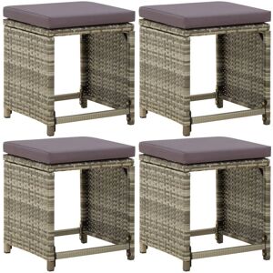 Maisonchic Sgabelli da Giardino - 4 Pezzi Rattan Sintetico Grigio Maisonchic Sgabelli da Giardino - 4 Pezzi Rattan Sintetico Grigio
