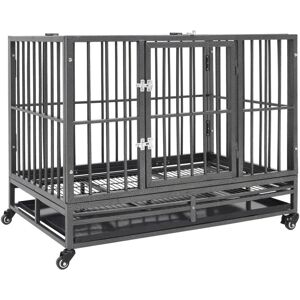 vidaXL Dog Cage with Wheels Steel 102x72x85 cm - Dog Cage vidaXL Dog Cage with Wheels Steel 102x72x85 cm - Dog Cage