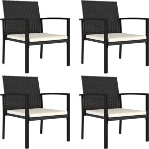 vidaXL Gartenstuhl-Set - Poly Rattan, Stahl Schwarz - Gartentischstühle vidaXL Gartenstuhl-Set - Poly Rattan, Stahl Schwarz - Gartentischstühle