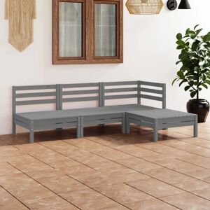 vidaXL Garden Lounge Set Wooden Outdoor Lounge Set 4 Piece Solid Pinewood Grey - Garden Lounge Set vidaXL Garden Lounge Set Wooden Outdoor Lounge Set 4 Piece Solid Pinewood Grey - Garden Lounge Set