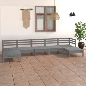 vidaXL Garden Lounge Set Outdoor Sofa Set Couch 7 Piece Grey Solid Wood Pine - Garden Lounge Set vidaXL Garden Lounge Set Outdoor Sofa Set Couch 7 Piece Grey Solid Wood Pine - Garden Lounge Set