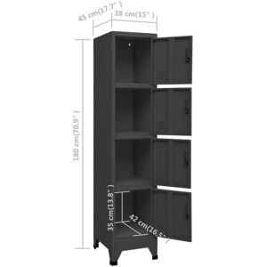 vidaXL Locker Cabinet Anthracite - Steel Storage - Office Furniture vidaXL Locker Cabinet Anthracite - Steel Storage - Office Furniture