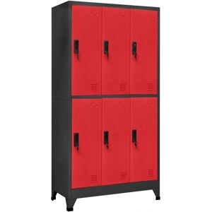 vidaXL Locker Cabinet Anthracite and Red Steel Office Storage Locker Cabinet - Locker Cabinet vidaXL Locker Cabinet Anthracite and Red Steel Office Storage Locker Cabinet - Locker Cabinet