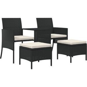 vidaXL 317626 patio sofa - 2-Seater Garden Sofa with Table and Stools - Black vidaXL 317626 patio sofa - 2-Seater Garden Sofa with Table and Stools - Black