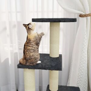vidaXL Cat Tree with Sisal Scratching Posts Dark Grey - 92 cm - Cat Tree vidaXL Cat Tree with Sisal Scratching Posts Dark Grey - 92 cm - Cat Tree