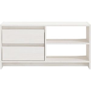 vidaXL Solid Pinewood TV Cabinet - Modern White Storage Furniture vidaXL Solid Pinewood TV Cabinet - Modern White Storage Furniture