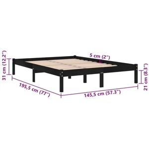 vidaXL 810001 Bed Frame Black Solid Pine Wood - Bed Frame vidaXL 810001 Bed Frame Black Solid Pine Wood - Bed Frame