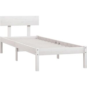 vidaXL Solid Wood Pine Bed Frame - 90x190cm - White - Bed Frame vidaXL Solid Wood Pine Bed Frame - 90x190cm - White - Bed Frame