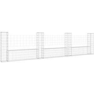 vidaXL U-shape Gabion Basket with 4 Posts - Outdoor Fence vidaXL U-shape Gabion Basket with 4 Posts - Outdoor Fence