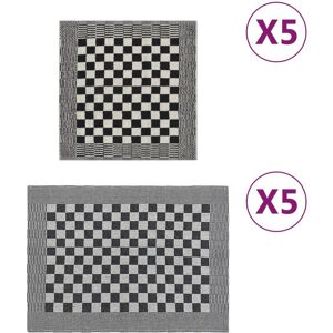 vidaXL 10 pcs. Towel Set Black and White Cotton - Towel Set vidaXL 10 pcs. Towel Set Black and White Cotton - Towel Set