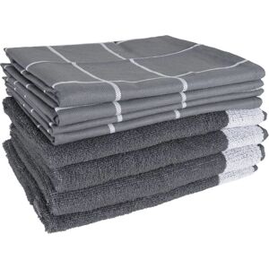 vidaXL 12 pcs. Towel Set Grey Cotton - Towel Set vidaXL 12 pcs. Towel Set Grey Cotton - Towel Set