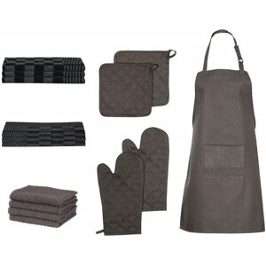 vidaXL Black 15-Piece Towel Set with Oven Gloves - Kitchen Essentials vidaXL Black 15-Piece Towel Set with Oven Gloves - Kitchen Essentials