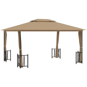 vidaXL Taupe 3x4m Gazebo with Sidewalls & Double Roof vidaXL Taupe 3x4m Gazebo with Sidewalls & Double Roof