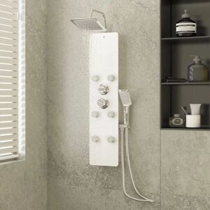 vidaXL White Glass Shower Panel with Jets - Shower Panel vidaXL White Glass Shower Panel with Jets - Shower Panel