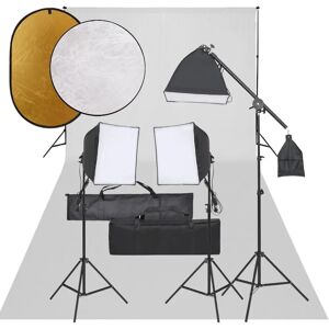 vidaXL Fotostudiekit med lys, baggrund og reflektor vidaXL Fotostudiekit med lys, baggrund og reflektor