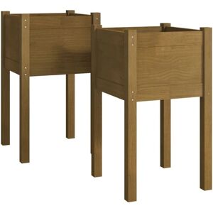 vidaXL Garden Planters 2 pcs Honey Brown 40x40x70 cm Solid Pinewood Garden Planter - Garden Planter vidaXL Garden Planters 2 pcs Honey Brown 40x40x70 cm Solid Pinewood Garden Planter - Garden Planter