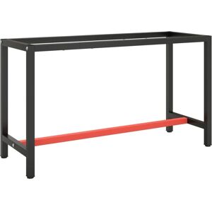 vidaXL Workbench Frame - Heavy Duty Metal, Matte Black & Red - 140x50x79 cm vidaXL Workbench Frame - Heavy Duty Metal, Matte Black & Red - 140x50x79 cm