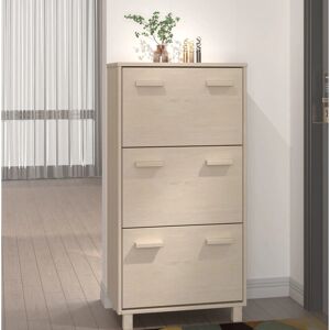 vidaXL Honey Brown Solid Wood Pine Shoe Cabinet - Shoe Organizer Unit vidaXL Honey Brown Solid Wood Pine Shoe Cabinet - Shoe Organizer Unit