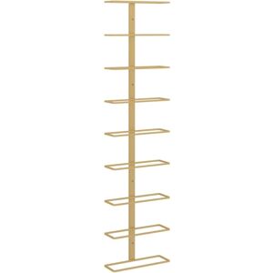 vidaXL Wall-mounted Wine Rack for 9 Bottles Gold Iron - Wine Rack vidaXL Wall-mounted Wine Rack for 9 Bottles Gold Iron - Wine Rack