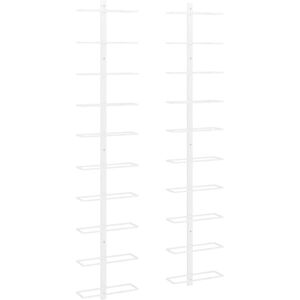 vidaXL 2x Wall-mounted Wine Rack for 10 Bottles White Metal - Wine Rack vidaXL 2x Wall-mounted Wine Rack for 10 Bottles White Metal - Wine Rack