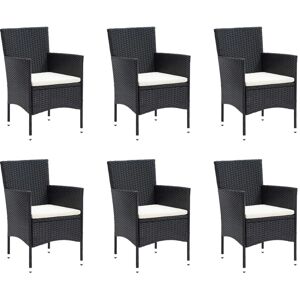 vidaXL Gartentisch-Set mit 6 Stühlen & Kissen - Schwarz vidaXL Gartentisch-Set mit 6 Stühlen & Kissen - Schwarz