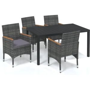 vidaXL Gartenmöbel-Set 5 Tlg. Grau Wetterfest Rattan vidaXL Gartenmöbel-Set 5 Tlg. Grau Wetterfest Rattan